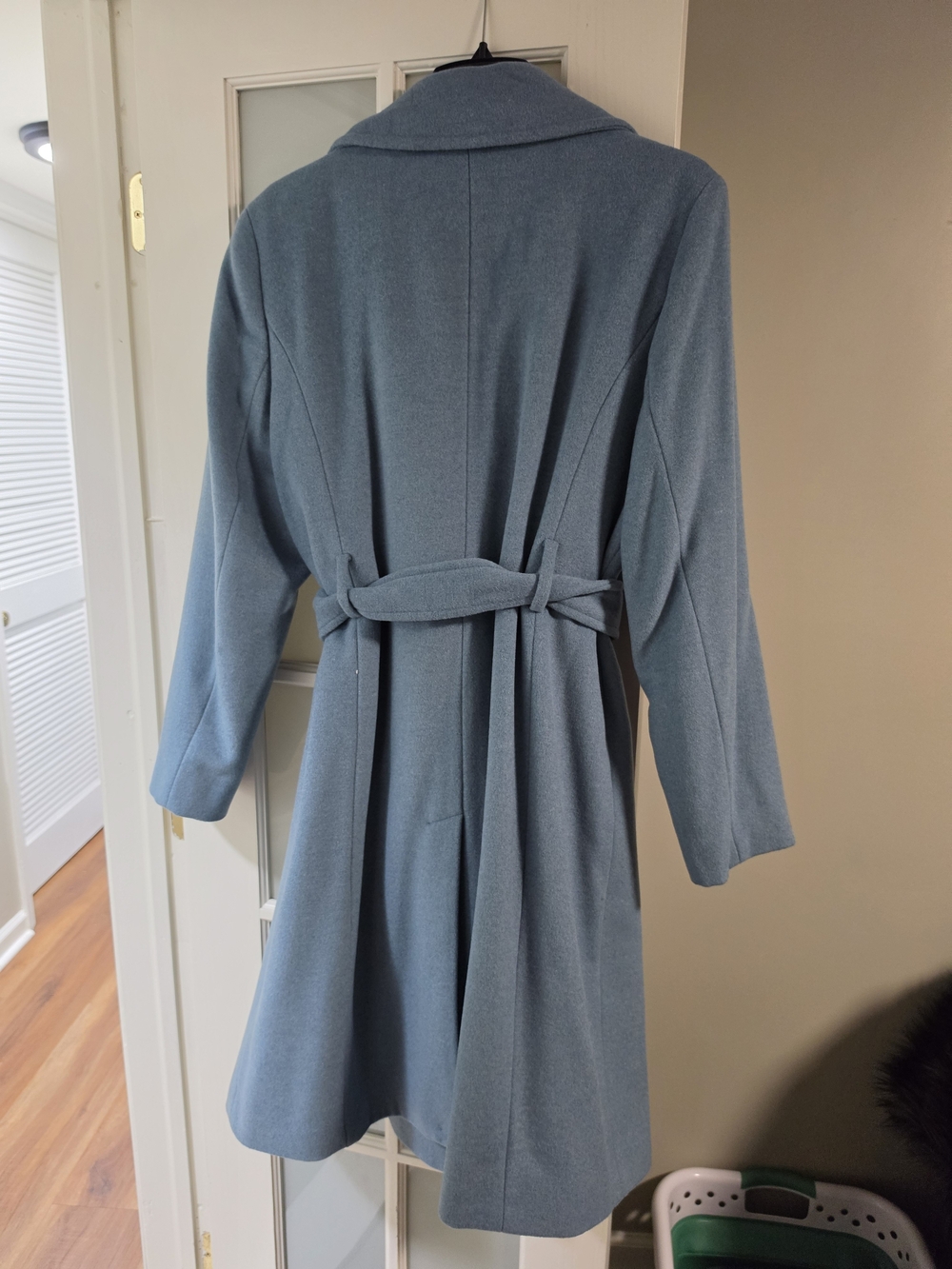 Anne Klein Slate Blue Belted Trench Coat - Picture 3 of 3